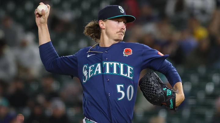 May 25, 2026; West Sacramento, California, USA; Seattle Mariners pitcher Bryce Miller (50) throws to a Athletics batter during the ninth inning at Sutter Health Park. Mandatory Credit: Scott Marshall-Imagn Images