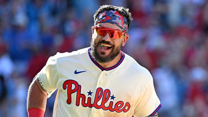 Aug 23, 2026; Philadelphia, Pennsylvania, USA; Philadelphia Phillies designated hitter Kyle Schwarber (12) celebrates his walk-off home run in the ninth inning against the St. Louis Cardinals at Citizens Bank Park. Mandatory Credit: Eric Hartline-Imagn Images TPX IMAGES OF THE DAY Aug 23, 2026; Philadelphia, Pennsylvania, USA; Philadelphia Phillies designated hitter Kyle Schwarber (12) celebrates his walk-off home run in the ninth inning against the St. Louis Cardinals at Citizens Bank Park. Mandatory Credit: Eric Hartline-Imagn Images TPX IMAGES OF THE DAY