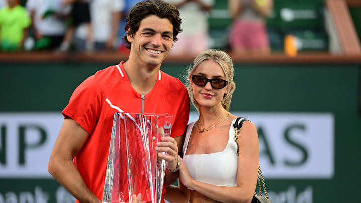 Taylor Fritz (USA) with his girlfriend Morgan Riddle. Taylor Fritz (USA) with his girlfriend Morgan Riddle.
