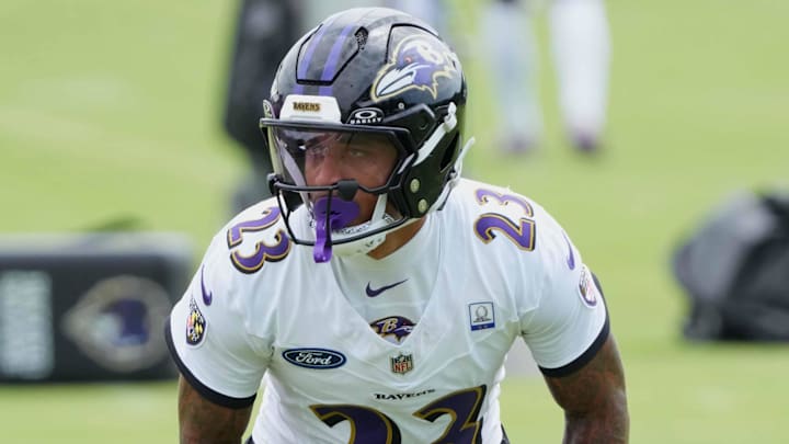 Jul 24, 2025; Owings Mills, MD, USA; Baltimore Ravens cornerback Jaire Alexander (23) runs drills during training camp at the Under Armour Performance Center. Mandatory Credit: Mitch Stringer-Imagn Images Jul 24, 2025; Owings Mills, MD, USA; Baltimore Ravens cornerback Jaire Alexander (23) runs drills during training camp at the Under Armour Performance Center. Mandatory Credit: Mitch Stringer-Imagn Images