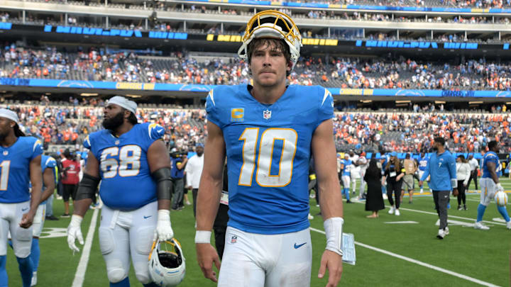 Los Angeles Chargers quarterback Justin Herbert leads the league in passing yards through three weeks.