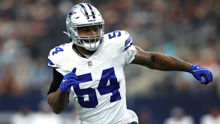 Aug 12, 2023; Arlington, Texas, USA; Dallas Cowboys defensive end Sam Williams (54) in game action in the first quarter against the Jacksonville Jaguars at AT&T Stadium.