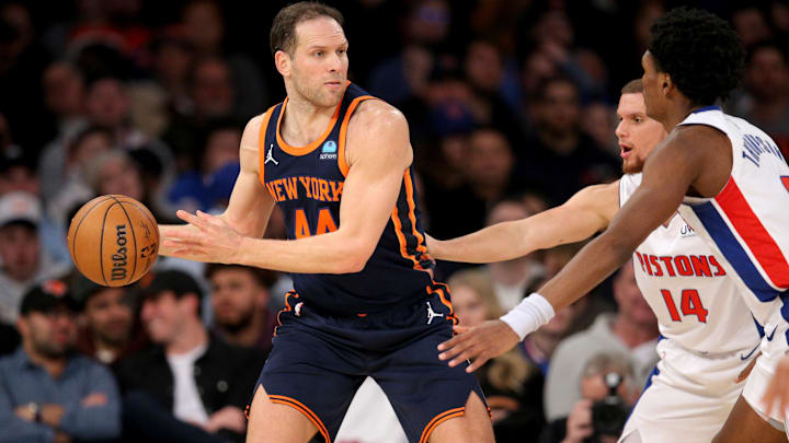 Feb 26, 2024; New York, New York, USA; New York Knicks forward Bojan Bogdanovic (44) looks to pass