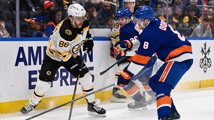 The Bruins take on the Islanders in Boston on Sunday night.