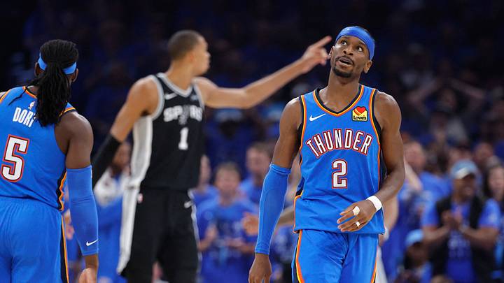 The Oklahoma City Thunder an guard Shai Gilgeous-Alexander are underdogs on opening night. The Oklahoma City Thunder an guard Shai Gilgeous-Alexander are underdogs on opening night.