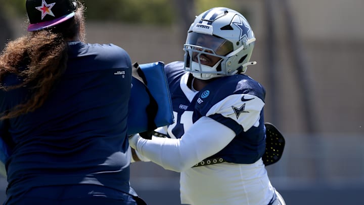 Dallas Cowboys linebacker Micah Parsons runs a drill during training camp. Dallas Cowboys linebacker Micah Parsons runs a drill during training camp.