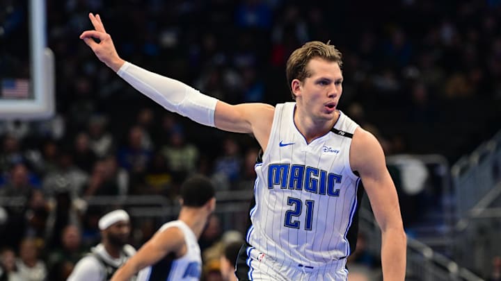 Orlando Magic center Moe Wagner (21) reacts in the second quarter against the Milwaukee Bucks at Fiserv Forum.