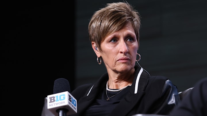 Indiana head coach Teri Moren during the 2024 Big Ten Womenís Basketball media day at Donald E. Stephens Convention Center.