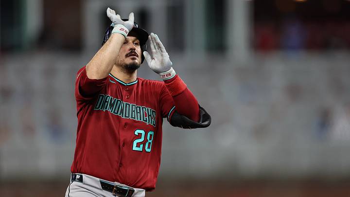 Aug 15, 2026; Cumberland, Georgia, USA; Arizona Diamondbacks third baseman Nolan Arenado (28) reacts while rounding the bases after hitting a solo home run against the Atlanta Braves in the seventh inning at Truist Park. Mandatory Credit: Colin Hubbard-Imagn Images Aug 15, 2026; Cumberland, Georgia, USA; Arizona Diamondbacks third baseman Nolan Arenado (28) reacts while rounding the bases after hitting a solo home run against the Atlanta Braves in the seventh inning at Truist Park. Mandatory Credit: Colin Hubbard-Imagn Images