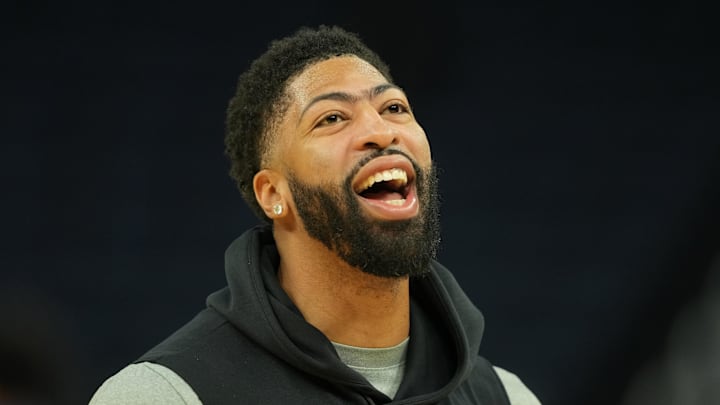 Dec 25, 2025; San Francisco, California, USA; Dallas Mavericks forward Anthony Davis (3) before the game against the Golden State Warriors at Chase Center. Mandatory Credit: Darren Yamashita-Imagn Images