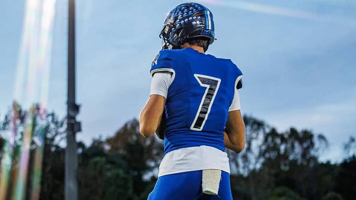 Kaden Craft on the high school football field Kaden Craft on the high school football field