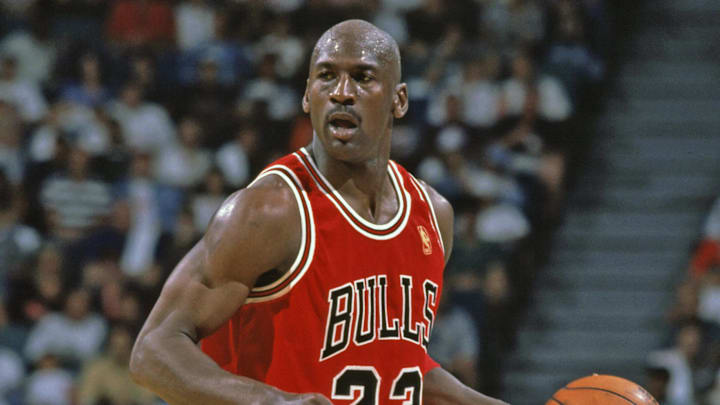 Unknown Date; Miami, FL, USA; FILE PHOTO; Chicago Bulls guard (23) Michael Jordan in action against the Miami Heat at the Miami Arena.