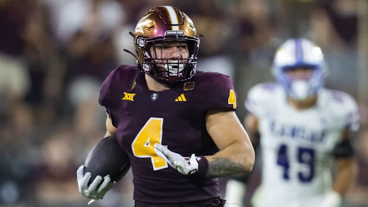 Arizona State Sun Devils running back Cam Skattebo (10) is "doubtful to questionable" for this week's game vs. UCF. Arizona State Sun Devils running back Cam Skattebo (10) is "doubtful to questionable" for this week's game vs. UCF.