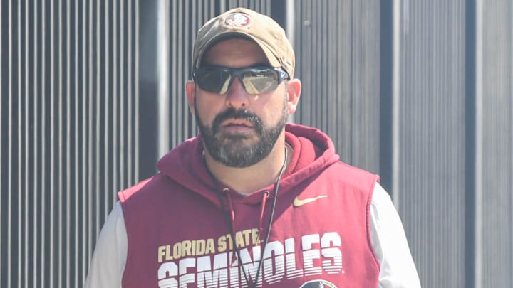 Florida State football and coaches players arrive for the 10th FSU spring football practice of the