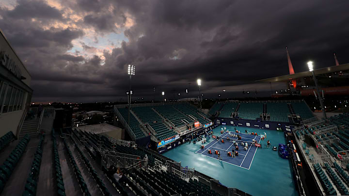 Raining at the Miami Open at Hard Rock Stadium Raining at the Miami Open at Hard Rock Stadium