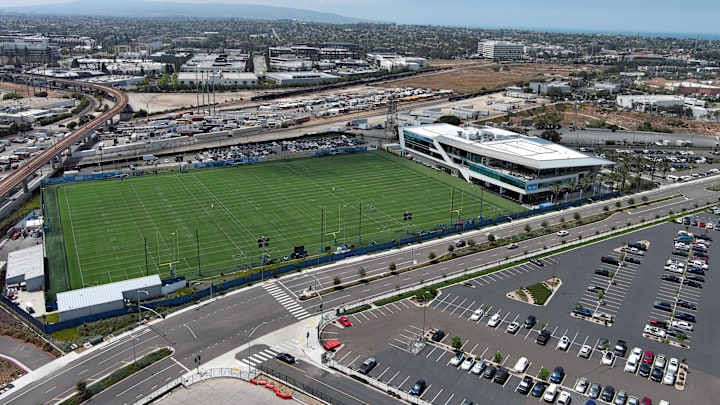 A general overall aerial view of the Los Angeles Chargers headquarters and practice facility at The Bolt. A general overall aerial view of the Los Angeles Chargers headquarters and practice facility at The Bolt.