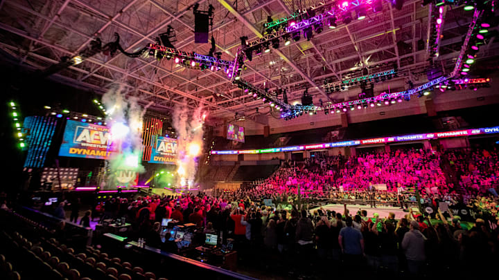 Pyrotechnics go off as the show begins Wednesday, Jan. 8, 2020, during All Elite Wrestling Dynamite at Landers Center in Southaven.
010820aewwrestling29 Pyrotechnics go off as the show begins Wednesday, Jan. 8, 2020, during All Elite Wrestling Dynamite at Landers Center in Southaven.
010820aewwrestling29
