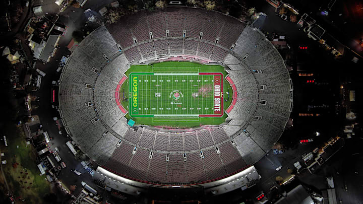 The Rose Bowl sits empty on Jan. 1, 2025.