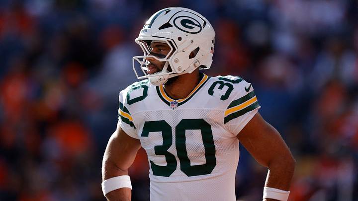 Green Bay Packers running back Chris Brooks (30) warms up before a game against the Denver Broncos at Empower Field at Mile High. Mandatory Credit: Isaiah J. Downing-Imagn Images Green Bay Packers running back Chris Brooks (30) warms up before a game against the Denver Broncos at Empower Field at Mile High. Mandatory Credit: Isaiah J. Downing-Imagn Images