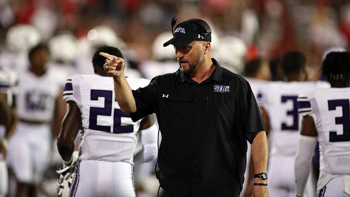 Stephen F. Austin Lumberjacks head coach Colby Carthel Stephen F. Austin Lumberjacks head coach Colby Carthel
