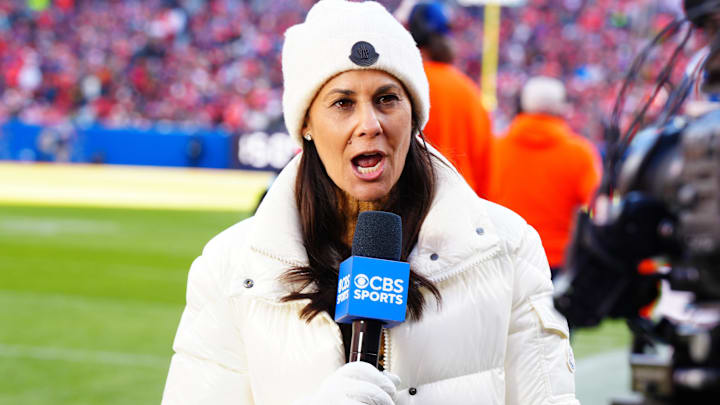 CBS Sports sideline reporter Tracy Wolfson before the game between the Kansas City Chiefs against the Denver Broncos at Empower Field at Mile High. 