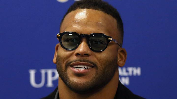 Former Pittsburgh Panther and retired NFL defensive tackle Aaron Donald speaks at a press conference prior to the start of the Pittsburgh Panthers vs Notre Dame Fighting Irish game at Acrisure Stadium in Pittsburgh, PA on November 15, 2025. Former Pittsburgh Panther and retired NFL defensive tackle Aaron Donald speaks at a press conference prior to the start of the Pittsburgh Panthers vs Notre Dame Fighting Irish game at Acrisure Stadium in Pittsburgh, PA on November 15, 2025.