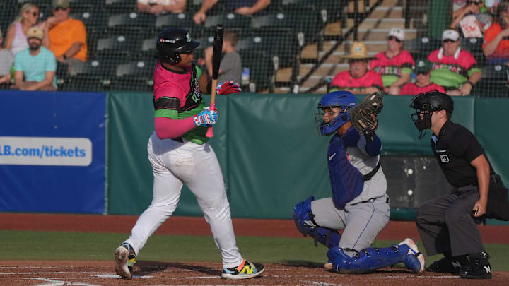 Daytona Tortugas catcher Alfredo Duno #16 gets brushewd back by a wild St. Lucie Mets pitch, Friday June 13, 2025 at Jackie Robinson Ballpark.