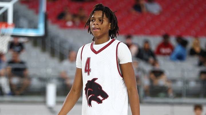 Jun 23, 2023; Glendale, AZ, USA; Desert Mountain player Javon Bardwell (4) during the Section 7 high school boys tournament at State Farm Stadium. Mandatory Credit: Mark J. Rebilas-USA TODAY Sports