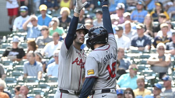 Matt Olson and Travis d'Arnaud powered the Atlanta Braves to a 6-2 win over the Milwaukee Brewers on Wednesday. Matt Olson and Travis d'Arnaud powered the Atlanta Braves to a 6-2 win over the Milwaukee Brewers on Wednesday.
