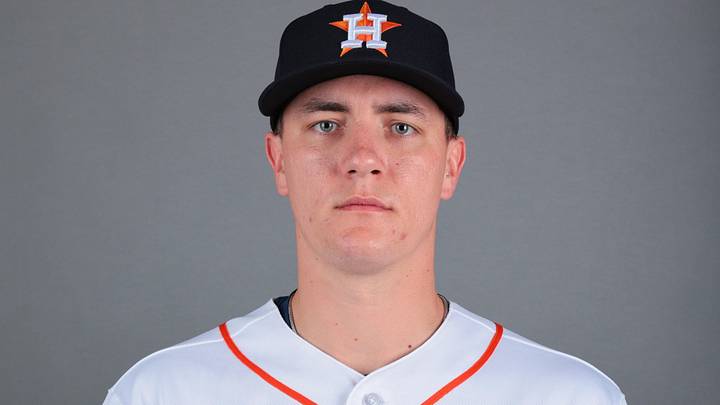 Feb 18, 2026; West Palm Beach, FL, USA; Houston Astros pitcher Hunter Brown (58) poses for a photo during media day at CACTI Park of the Palm Beaches. Feb 18, 2026; West Palm Beach, FL, USA; Houston Astros pitcher Hunter Brown (58) poses for a photo during media day at CACTI Park of the Palm Beaches.