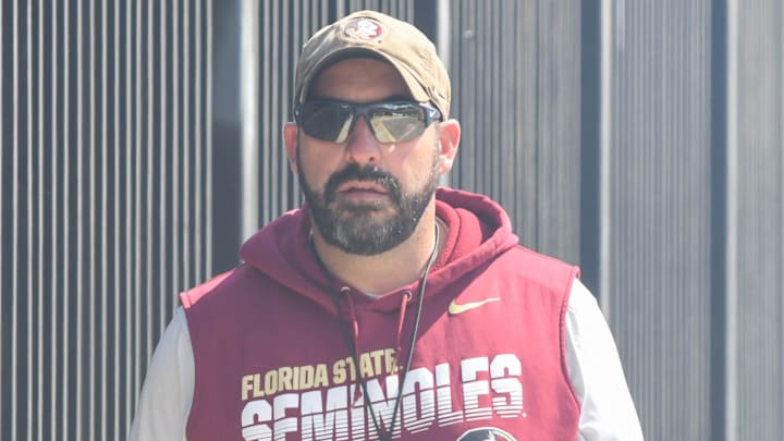 Florida State football and coaches players arrive for the 10th FSU spring football practice of the