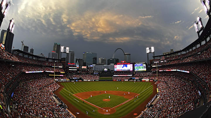 Jun 11, 2018; St. Louis, MO, USA; A general view of Busch Stadium as the St. Louis Cardinals plays the San Diego Padres during the fourth inning at Busch Stadium. Mandatory Credit: Jeff Curry-Imagn Images