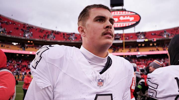 Dec 25, 2023; Kansas City, Missouri, USA; Las Vegas Raiders quarterback Aidan O'Connell (4) on field Dec 25, 2023; Kansas City, Missouri, USA; Las Vegas Raiders quarterback Aidan O'Connell (4) on field