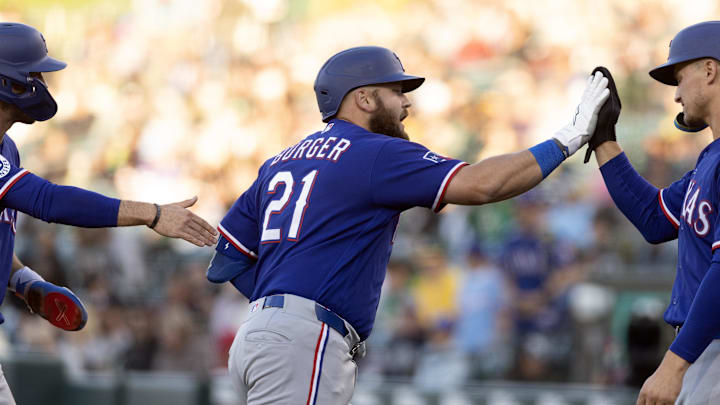 Texas Rangers first baseman Jake Burger.