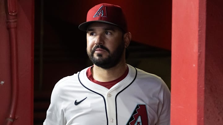 Jul 22, 2025; Phoenix, Arizona, USA; Arizona Diamondbacks designated hitter Eugenio Suarez against the Houston Astros at Chase Field. Mandatory Credit: Mark J. Rebilas-Imagn Images
Jul 22, 2025; Phoenix, Arizona, USA; Arizona Diamondbacks designated hitter Eugenio Suarez against the Houston Astros at Chase Field. Mandatory Credit: Mark J. Rebilas-Imagn Images