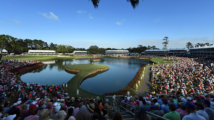 The 17th hole at TPC Sawgrass.