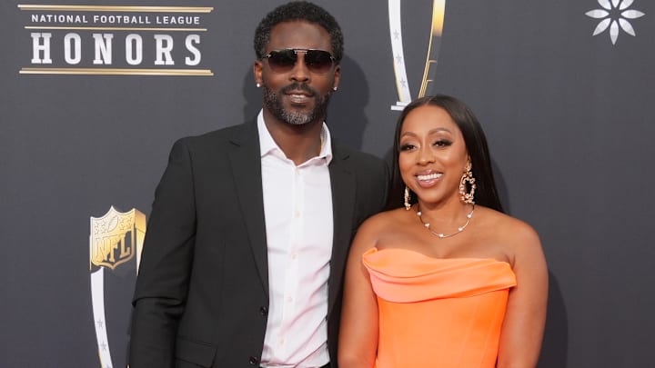 Feb 8, 2024; Las Vegas, NV, USA; Michael Vick and Kijafa Vick on the red carpet before the NFL Honors show at Resorts World Theatre.
