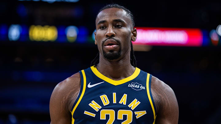 Indiana Pacers guard/forward Aaron Nesmith (23) in the first half against the Atlanta Hawks at Gainbridge Fieldhouse.