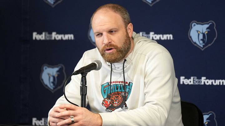 Feb 12, 2025; Inglewood, California, USA; Memphis Grizzlies coach Taylor Jenkins at a press conference before a game against the LA Clippers at Intuit Dome. Mandatory Credit: Kirby Lee-Imagn Images Feb 12, 2025; Inglewood, California, USA; Memphis Grizzlies coach Taylor Jenkins at a press conference before a game against the LA Clippers at Intuit Dome. Mandatory Credit: Kirby Lee-Imagn Images