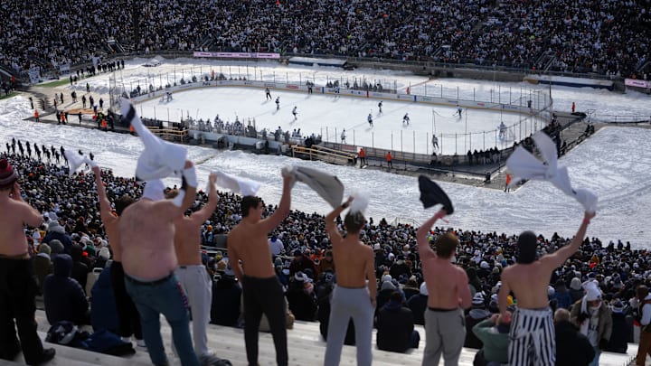 Penn State and Michigan State’s men’s hockey programs met at Beaver Stadium for an outdoor game Saturday