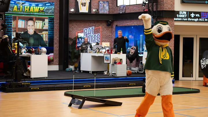 The Oregon Duck on The Pat McAfee Show before the Big Ten Championship Game vs. Penn State