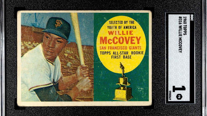 This 1960 Willie McCovey rookie card was graded a 1 (Poor) by SGC in 2023. The card is significant and relevant 65 years after it was released by Topps. This 1960 Willie McCovey rookie card was graded a 1 (Poor) by SGC in 2023. The card is significant and relevant 65 years after it was released by Topps.