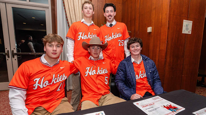 Members of the Virginia Tech baseball team during 'Baseball Night in Blacksburg' 2026.