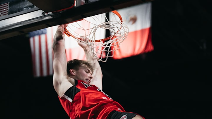 Windy City Bulls guard Marcus Domask throws down a dunk in a G League game earlier this season.