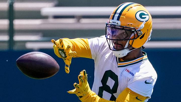 Green Bay Packers running back Josh Jacobs (8) catches a pass during practice on Tuesday, June 2, 2026, at Ray Nitschke Field in Ashwaubenon, Wis.
Tork Mason/USA TODAY NETWORK-Wisconsin Green Bay Packers running back Josh Jacobs (8) catches a pass during practice on Tuesday, June 2, 2026, at Ray Nitschke Field in Ashwaubenon, Wis.
Tork Mason/USA TODAY NETWORK-Wisconsin