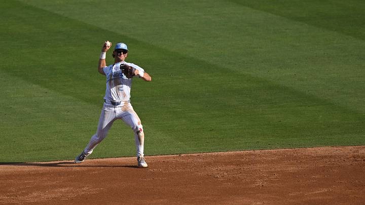 May 31, 2026; Chapel Hill, NC, USA; North Carolina Tar Heels infielder Jake Schaffner (2) throws to first after fielding a grounder against the East Carolina Pirates during the Chapel Hill Regional at Boshamer Stadium. Mandatory Credit: William Howard-Imagn Images May 31, 2026; Chapel Hill, NC, USA; North Carolina Tar Heels infielder Jake Schaffner (2) throws to first after fielding a grounder against the East Carolina Pirates during the Chapel Hill Regional at Boshamer Stadium. Mandatory Credit: William Howard-Imagn Images