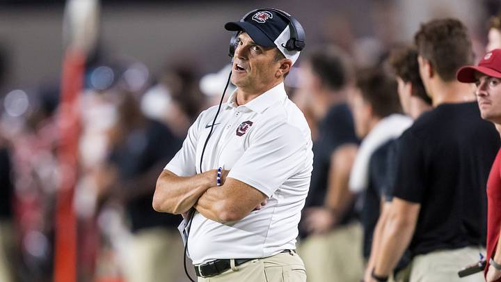 Sep 19, 2026; Columbia, South Carolina, USA;  South Carolina Gamecocks head coach Shane Beamer directs his team against the Mississippi State Bulldogs in the second half at Williams-Brice Stadium.  Mandatory Credit: Jeff Blake-Imagn Images