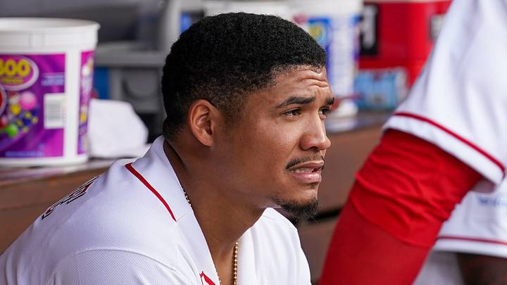 Cincinnati Reds right fielder Noelvi Marte (4) reacts to a 9-6 loss