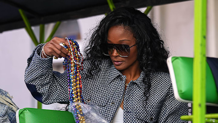 Dec. 29, 2023: Loreal Sarkisian, wife of Texas Longhorns head coach Steve Sarkisian, ahead of the Sugar Bowl Second-Line Parade in New Orleans, Louisiana. Dec. 29, 2023: Loreal Sarkisian, wife of Texas Longhorns head coach Steve Sarkisian, ahead of the Sugar Bowl Second-Line Parade in New Orleans, Louisiana.