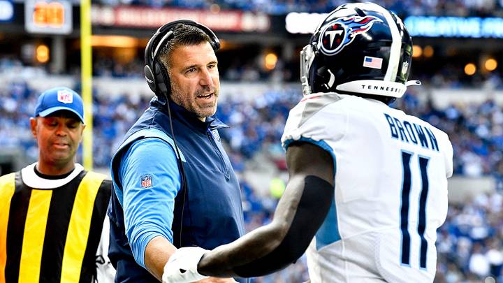 A.J. Brown played for head coach Mike Vrabel for three seasons in Tennessee. A.J. Brown played for head coach Mike Vrabel for three seasons in Tennessee.